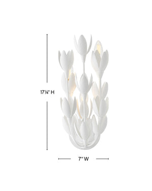 Flora 7" Three Lights Medium Sconce, Textured Plaster
