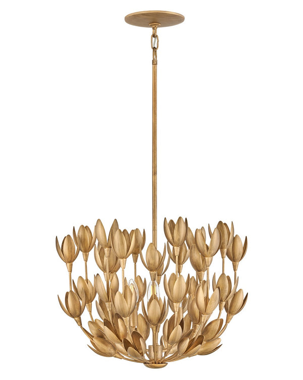 Flora 20" Three Lights Medium Convertible Semi-Flush Mount, Burnished Gold