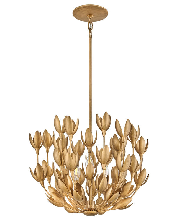 Flora 20" Three Lights Medium Convertible Semi-Flush Mount, Burnished Gold