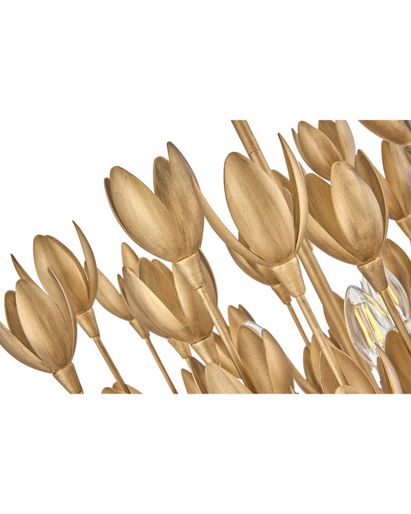 Flora 20" Three Lights Medium Convertible Semi-Flush Mount, Burnished Gold