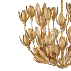 Flora 20" Three Lights Medium Convertible Semi-Flush Mount, Burnished Gold
