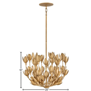 Flora 20" Three Lights Medium Convertible Semi-Flush Mount, Burnished Gold