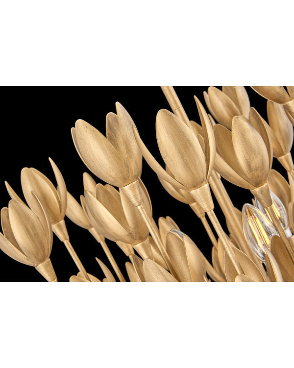 Flora 20" Three Lights Medium Convertible Semi-Flush Mount, Burnished Gold