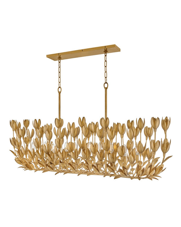 Flora 60" Ten Lights Large Linear, Burnished Gold