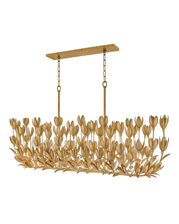 Flora 60" Ten Lights Large Linear, Burnished Gold