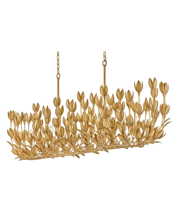 Flora 60" Ten Lights Large Linear, Burnished Gold