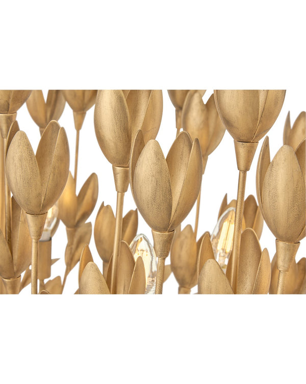 Flora 60" Ten Lights Large Linear, Burnished Gold