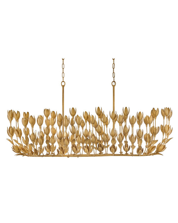 Flora 60" Ten Lights Large Linear, Burnished Gold