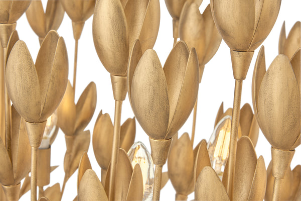 Flora 26" Six Lights Medium Multi Tier Chandelier, Burnished Gold