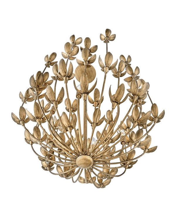 Flora 26" Six Lights Medium Multi Tier Chandelier, Burnished Gold
