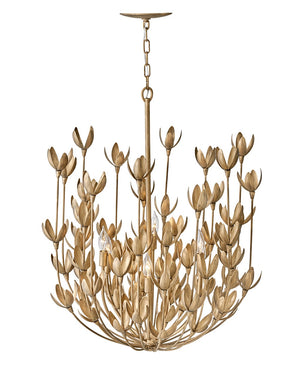 Flora 26" Six Lights Medium Multi Tier Chandelier, Burnished Gold