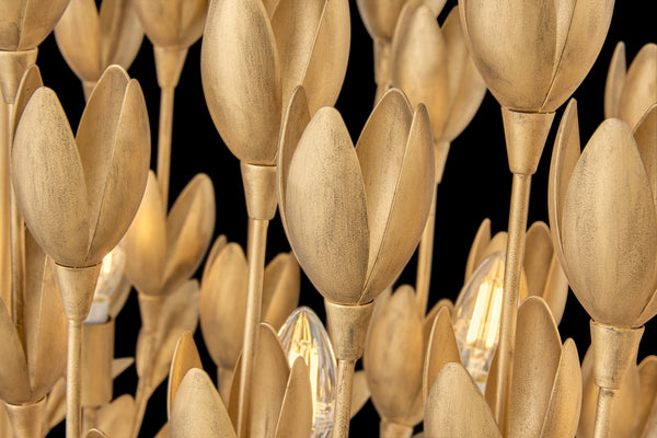 Flora 26" Six Lights Medium Multi Tier Chandelier, Burnished Gold