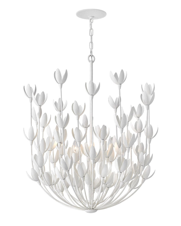 Flora 26" Six Lights Medium Multi Tier Chandelier, Textured Plaster