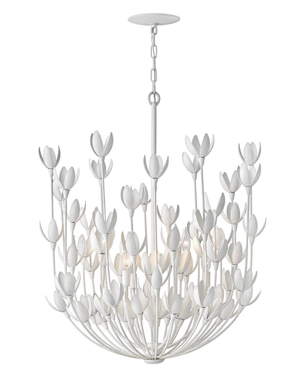 Flora 26" Six Lights Medium Multi Tier Chandelier, Textured Plaster