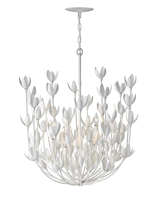 Flora 26" Six Lights Medium Multi Tier Chandelier, Textured Plaster