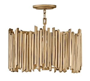 Roca 20" Three Lights Large Convertible Pendant, Burnished Gold