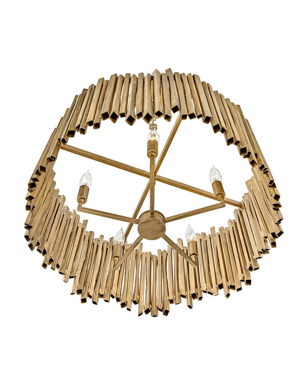 Roca 24" Five Lights Medium Drum Chandelier, Burnished Gold