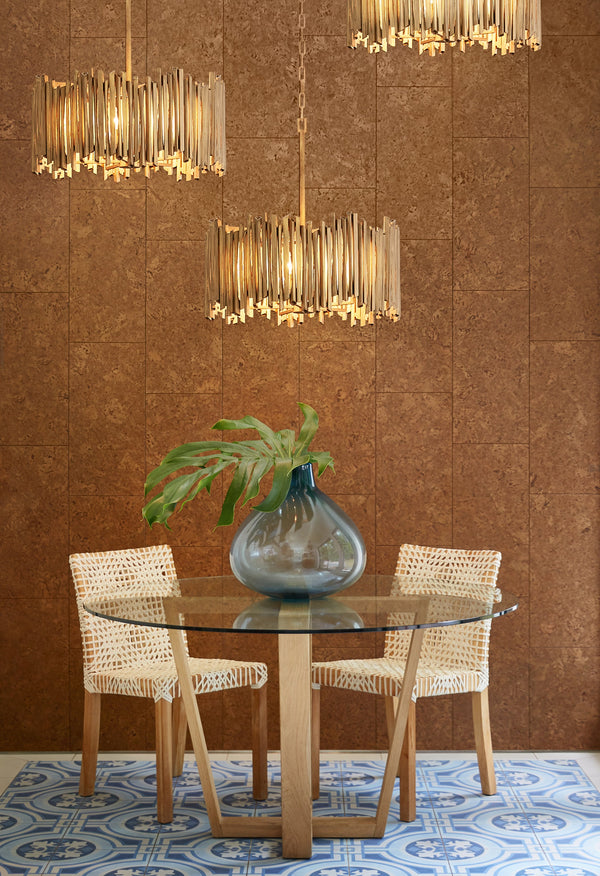 Roca 24" Five Lights Medium Drum Chandelier, Burnished Gold