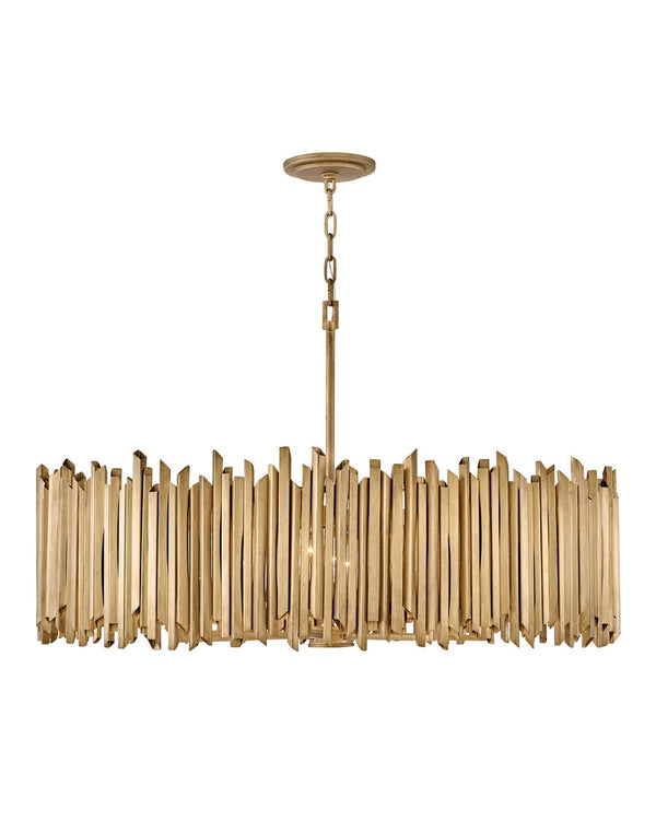 Roca 40" Eight Lights Large Drum Chandelier, Burnished Gold