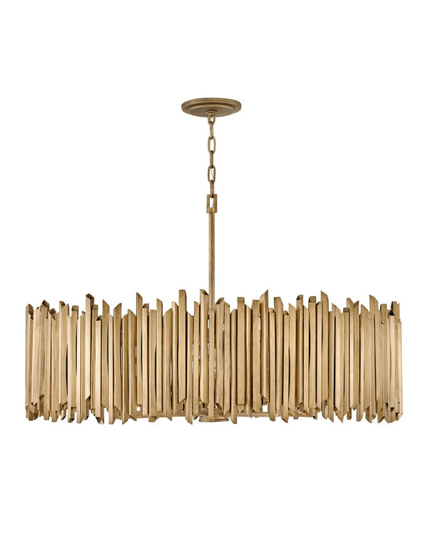 Roca 40" Eight Lights Large Drum Chandelier, Burnished Gold