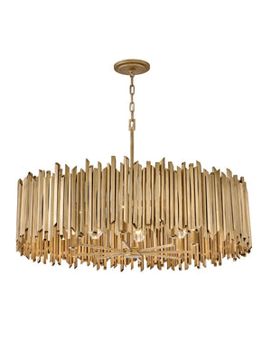 Roca 40" Eight Lights Large Drum Chandelier, Burnished Gold