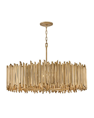 Roca 40" Eight Lights Large Drum Chandelier, Burnished Gold