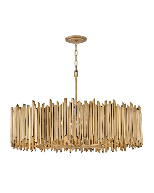 Roca 40" Eight Lights Large Drum Chandelier, Burnished Gold