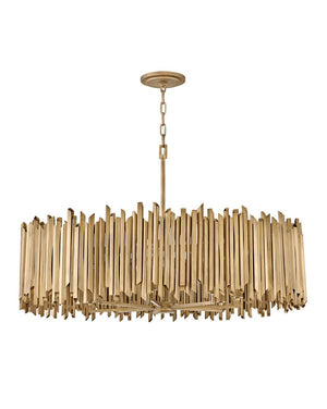 Roca 40" Eight Lights Large Drum Chandelier, Burnished Gold