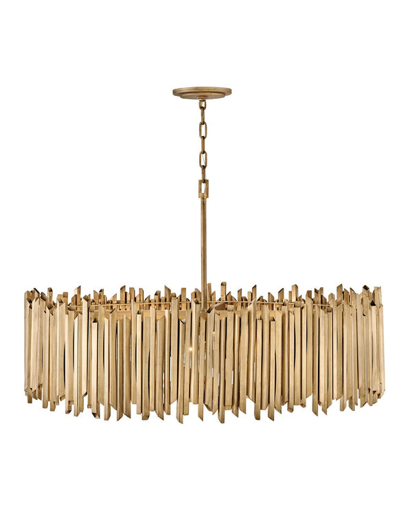 Roca 40" Eight Lights Large Drum Chandelier, Burnished Gold
