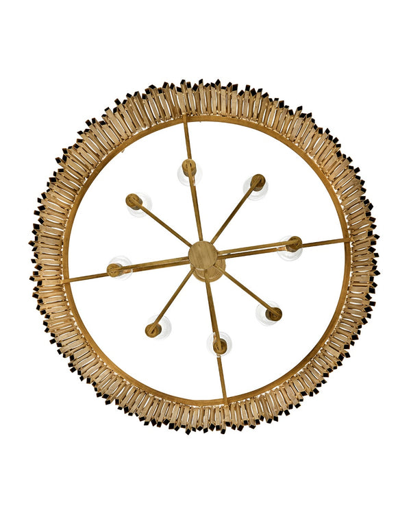 Roca 40" Eight Lights Large Drum Chandelier, Burnished Gold