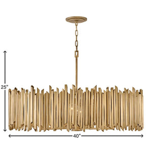 Roca 40" Eight Lights Large Drum Chandelier, Burnished Gold