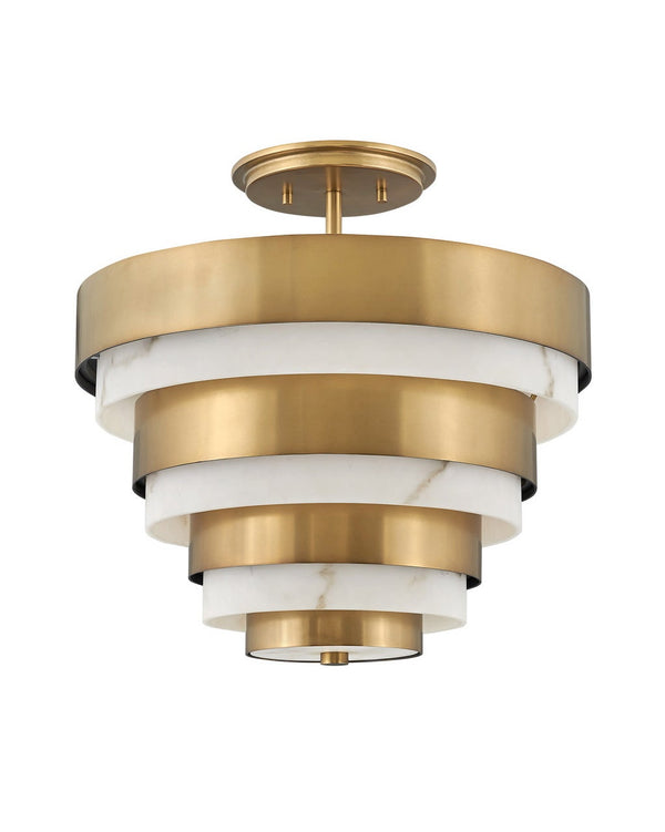 Echelon 15" Three Lights Medium Semi-Flush Mount, Heritage Brass