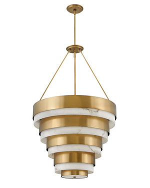 Echelon 27" Eight Lights Medium Multi Tier Chandelier, Heritage Brass