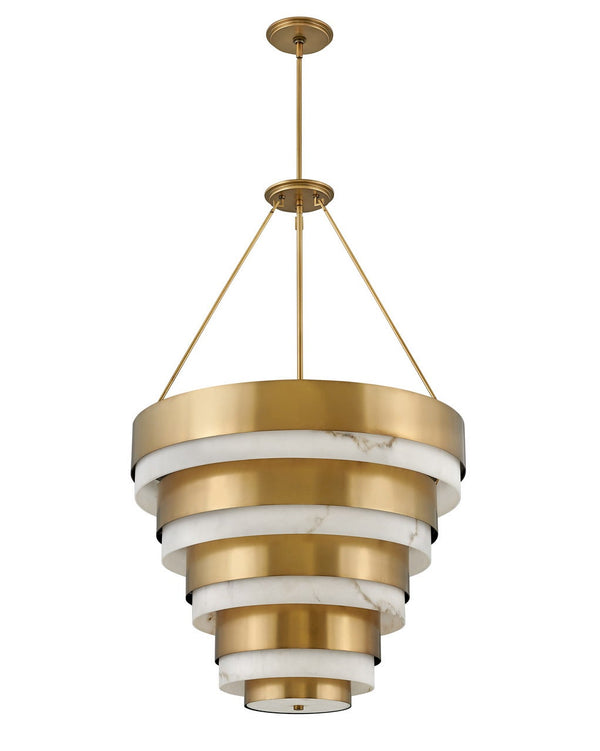 Echelon 27" Eight Lights Medium Multi Tier Chandelier, Heritage Brass