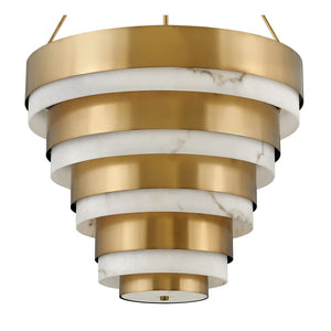 Echelon 27" Eight Lights Medium Multi Tier Chandelier, Heritage Brass