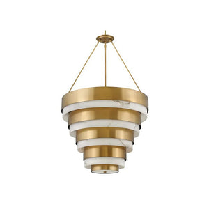 Echelon 27" Eight Lights Medium Multi Tier Chandelier, Heritage Brass