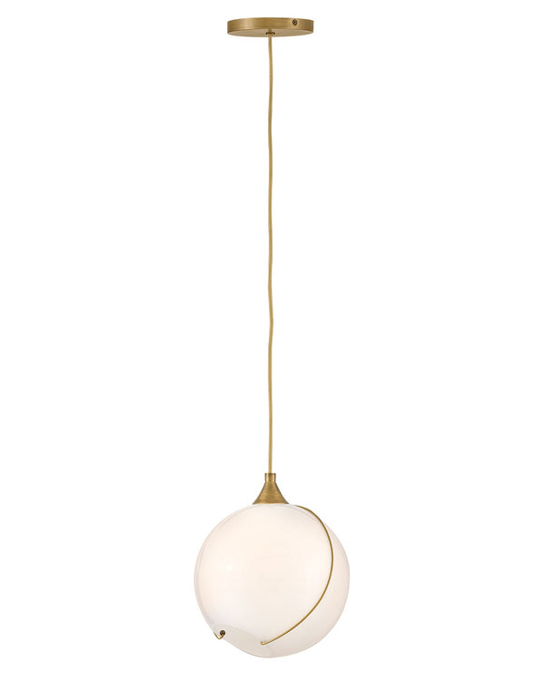 Skye 11" One Light Small Pendant, Heritage Brass / Cased Opal Glass