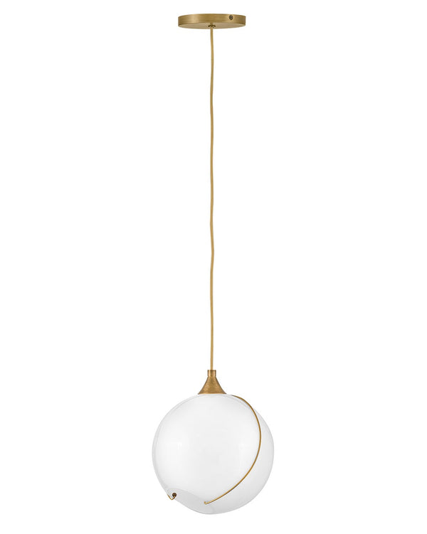Skye 11" One Light Small Pendant, Heritage Brass / Cased Opal Glass