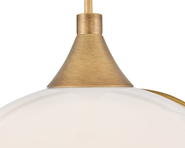 Skye 11" One Light Small Pendant, Heritage Brass / Cased Opal Glass