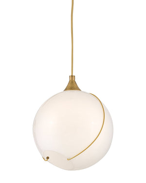Skye 11" One Light Small Pendant, Heritage Brass / Cased Opal Glass
