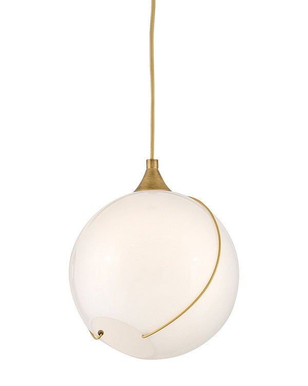 Skye 11" One Light Small Pendant, Heritage Brass / Cased Opal Glass