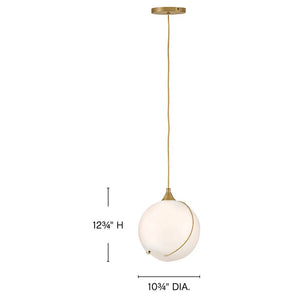 Skye 11" One Light Small Pendant, Heritage Brass / Cased Opal Glass