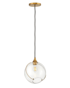 Skye 11" One Light Small Pendant, Heritage Brass / Clear Glass
