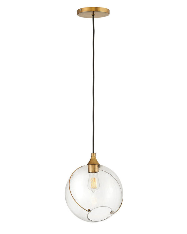 Skye 11" One Light Small Pendant, Heritage Brass / Clear Glass
