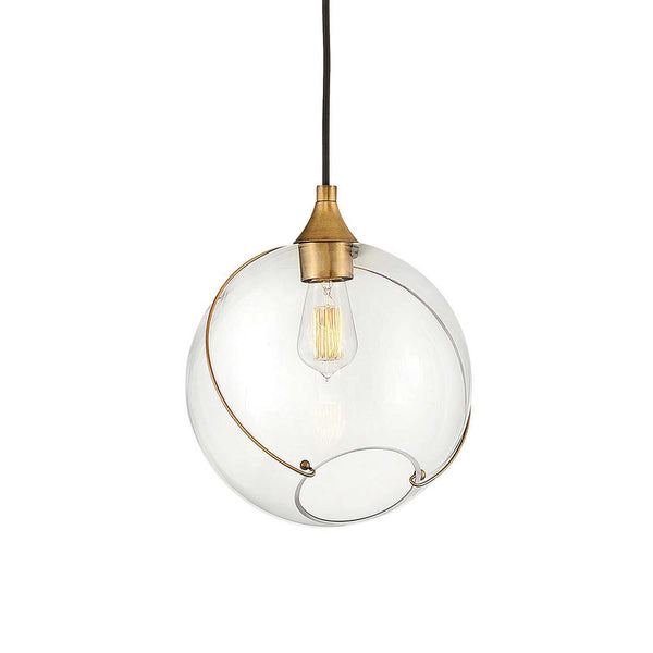 Skye 11" One Light Small Pendant, Heritage Brass / Clear Glass