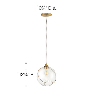 Skye 11" One Light Small Pendant, Heritage Brass / Clear Glass