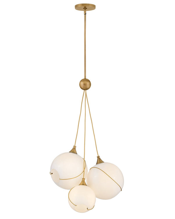 Skye 18" Three Lights Large Pendant, Heritage Brass / Cased Opal Glass