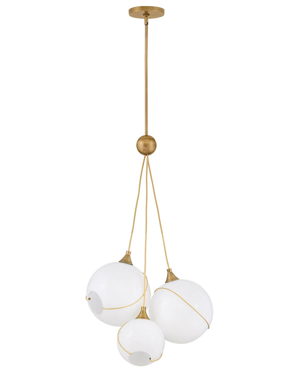 Skye 18" Three Lights Large Pendant, Heritage Brass / Cased Opal Glass
