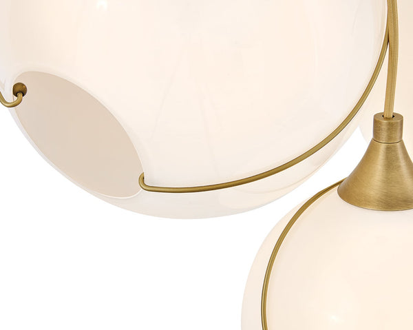 Skye 18" Three Lights Large Pendant, Heritage Brass / Cased Opal Glass