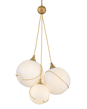 Skye 18" Three Lights Large Pendant, Heritage Brass / Cased Opal Glass